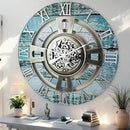 The Gears Clock Real Moving Gear Wall Clock England Line (Aqua Green, 24 inches (60 cm)) by CozyNest Decor