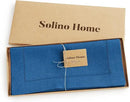 Solino Home Linen Indigo Blue Table Runner 90 Inches Long - 100% Pure Linen 14 x 90 Inch Table Runner for Fall, Autumn - Classic Hemstitch by CozyNest Decor