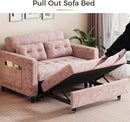 3 in 1 Convertible Sleeper Sofa Bed, Pull Out Couch Bed with Adjustable Backrest, Chenille Loveseat Couches with Side Pocket for Living Room, Bedroom (Pink) by CozyNest Decor