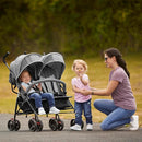 Dream On Me Volgo Twin Umbrella Stroller in Gray, Lightweight Double Stroller for Infant & Toddler, Compact Easy Fold, Large Storage Basket, Large and Adjustable Canopy by TinyTreasures Baby Boutique