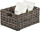 mDesign Woven Farmhouse Kitchen Pantry Food Storage Organizer Basket Bin Box, Container Organization for Cabinets, Cupboards, Shelves, Counter - Store Potatoes, Onions, Fruit, 3 Pack, Espresso Brown by CozyNest Decor