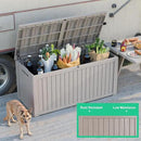 180 Gallon Deck Box Large Outdoor Storage for Patio Furniture,Outdoor Cushions,Garden Tools and Pool Supplies,Waterproof,Resin,Lockable(Grey) by CozyNest Decor