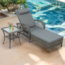 VIVIJASON Outdoor Wicker Chaise Lounge Chair, All-Weather PE Rattan Cushioned Patio Lounger Set with Side Table, 6-Position Adjustable Outside Pool Sunbathing Recliner with Armrest & Pillow, Gray by CozyNest Decor