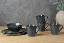 famiware Coffee Mugs Set of 4, Ocean Round 11.5oz Coffee Cup Set with Handle for Cocoa, Milk, Hot Chocolate, Stoneware Cups for Kitchen, Reactive Glaze, Microwave Dishwasher Safe, Deep Forest by CozyNest Decor