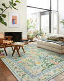 Wonnitar Boho Washable Rugs 8x10, Large Floral Rugs for Bedroom, 8 x 10 Soft Green Living Room Carpet, Non Slip Ultra-Thin Carpet for Kids Playroom Dorm Dining Room by TinyTreasures Baby Boutique
