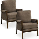 Modern Accent Chairs Set of 2 for Living Room Mid Century Arm Chairs Upholstered Bedroom Chairs Comfy Lounge Chairs with Solid Wood Frame, Dark Brown by CozyNest Decor