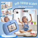 Instant Print Camera for Kids - Front Rear Dual Selfie Kid Print Camera, Fun Birthday Gift for Boys Ages 3-12, HD Digital Video Cameras, Easy to Use for Toddler - Blue by TinyTreasures Baby Boutique
