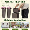 JUMMICO Set of 2 Resin Rattan Tall Planters for Outdoor Plants, Large Tapered Planters with Drainage Holes&Inner Trays, Flower Pots for Garden, Patio, Porch, Backyard (Brown, 24'') by CozyNest Decor