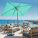 JEAREY 6.5x10 ft Rectangular Patio Umbrellas Outdoor Market Umbrella with Push Button Tilt and Crank, Rectangle Table Umbrella 6 Sturdy Ribs UV Protection for Pool Garden Backyard Deck, Aqua Sky by GreenHaven Gardens