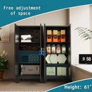 61" Tall Farmhouse Metal Pantry Cabinet, Kitchen Pantry Storage Cabinets with 2 Barn Door and Adjustable Shelves,Metal Pantry Storage Cabinet,for Kitchen,Laundry Room,Home Office,Kids Room (Black) by CozyNest Decor