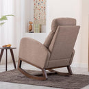 Dolonm Nursery Rocking Chair for Living Room, Upholstered Mid-Century Modern Nursery Rocking Armchair Tall Back Accent Glider Rocker, Camel by TinyTreasures Baby Boutique