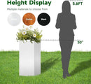 White Steel Metallic Heavy Planter for Outdoor Plants Box 14"x14"x30" Metal Planter Spliced Flower Pots with Partitions for Outside,Indoor,Garden (White, 14 * 14 * 30) by GreenHaven Gardens