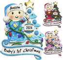 Baby's First Christmas Ornament 2025 Personalized Christmas Ornaments with Name Snow Baby in Stocking with Snowflake Custom Tree Ornament Decorations Ornaments,Blue by TinyTreasures Baby Boutique
