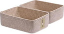 Large Shallow Organizing Baskets 15x11x5.1 Inches - Rope Woven Storage Bins for Bathroom, Shelves, Cube Closet, Mixed Brown 2 Packs by CozyNest Decor