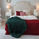 Knitted Throw Blanket for Sofa,Handmade Knit Chunky Blanket Throw Sofa Throw for Gift Sofa Bed,Chunky Knit Blanket(Dark Green 40"x60") by CozyNest Decor