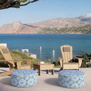 Inflatable Ottoman Stool D21 xH9 for Outdoor/Indoor Use, Water Repellent Patio Foot Rest Stool with Portable Handle,Round Pouf Ottoman Suitable for Garden,Deck and Camping - Medallion Blue by CozyNest Decor