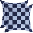 Alysheer Checkered Embroidered Decorative Throw Pillow Covers 18"x 18" Set of 2, Classic Chic Navy Blue Plaid Tufted Patterned Cotton Canvas Cushion Case for Sofa Couch Bed Living Room by CozyNest Decor