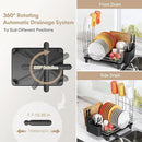 BOOSINY Stainless Steel Dish Drainers Drying Rack for Kitchen Counter with Automatic Drainage, 1 Tier Rust Proof Metal, Space Saving, Modern Aesthetic, Compact Plates Strainers,Gray by CozyNest Decor