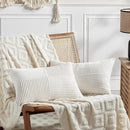 Fancy Homi 2 Packs Cream White Long Lumbar Decorative Throw Pillow Covers 12x24 Inch for Couch Bed Sofa, Rustic Farmhouse Boho Home Decor, Soft Striped Corduroy Rectangle Accent Cushion Case 30x60 cm by CozyNest Decor
