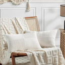 Fancy Homi 2 Packs Cream White Long Lumbar Decorative Throw Pillow Covers 16x24 Inch for Couch Bed Sofa, Rustic Farmhouse Boho Home Decor, Soft Striped Corduroy Rectangle Accent Cushion Case 40x60 cm by CozyNest Decor