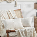 Fancy Homi 2 Packs Cream White Lumbar Decorative Throw Pillow Covers 14x24 Inch for Couch Bed Sofa, Rustic Farmhouse Boho Home Decor, Soft Striped Corduroy Rectangle Accent Cushion Case 35x60 cm by CozyNest Decor