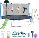 12FT 14FT Trampoline with Slide and Swings, ASTM Approved Outdoor Trampoline with Basketball Hoop and Ladder, Capacity for 5-7 Kids and Adults by TinyTreasures Baby Boutique