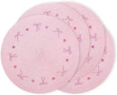 Whaline 4Pcs Round Placemats Pink Bow Embroidered Place Mats Coquette Bow Dinner Table Mats for Home Wedding Baby Shower Birthday Party Decor by CozyNest Decor