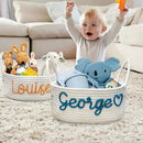 Personalized Baby Basket with Name Custom Cotton Rope Storage Bin for Diaper Caddy, Organizer, Keepsake - Shower Gift by CozyNest Decor
