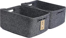 Large Storage Baskets for Shelves, Closet Organizers Bins for Clothes Blanket Towels, Baby Nursery, Toy Baskets Box, Woven Rope Baskets, 17 x 13 x 7.5”, 2 Packs Dark Gray by CozyNest Decor