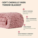 L'AGRATY Chunky Knit Blanket Throw - Soft Chunky Throw Blanket 60x80: 100% Hand Kintted Chenile Crochet Throw Blanket for Couch - Large Cable Knit Chunky Blanket for Home Decor(Rose Pink) by CozyNest Decor