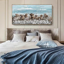 Extra Large Framed Wall Art for Living Room Big Boho Farmhouse Highland Cow Canvas Artwork Flower and Animal Picture Rustic Coastal Blue and Brown Decor for Office Bedroom Kitchen by CozyNest Decor