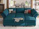 Belffin Modular Sectional Sleeper Sofa Couch with Storage Ottoman Convertible Sectional Couches for Living Room Terry Reversible Chaise. Peacock Blue Sofa by CozyNest Decor