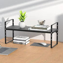 iPEGTOP Expandable Cabinet Storage Shelf Organizer Rack, Heavy Duty Steel Metal Spice Rack Adjustable Height Home Office Garage Pantry Shelves for Counter Kitchen Organization, Black, 2 Pack by CozyNest Decor