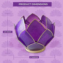 Blooming Lotus Capiz Shell Tealight Candle Holder, Handcrafted Decorative Tea Light Candleholder with Translucent Flower Petals for Ambient Illumination and Natural Elegance, Purple by CozyNest Decor
