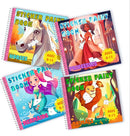 BulbaCraft 4Pcs Sticker Paint Books for Girls - Sticker Books by Number with Mermaids, Princesses, Animals and Horses - Coloring Activity for Kids by TinyTreasures Baby Boutique