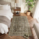 Washable 4x6 Rugs for Living Room, Boho Non-Slip Silicone Backing Small Rugs for Bedroom Nursery Office, 0.3" Neutral Oriental Throw Carpet with 0.16" Cushioning Pad, Flaxen/Multi by TinyTreasures Baby Boutique