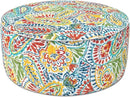 LVTXIII Indoor/Outdoor Inflatable Ottoman, D31 x H14 Inch Large Round Ottoman, All Weather Foot Rest Stool, Portable Footrest for Patio, Garden, Camping and Home - Paisley Multi by CozyNest Decor