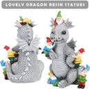 Dragon Gnome Statues Outdoor Decor, 13” Dinosaur Play with Gnomes Garden Statue, Outdoor Statue for All Season Lawn Decor, Garden Decoration, Gardening Gift by GreenHaven Gardens