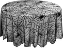 eZAKKA Round Halloween Tablecloth, 70 Inch Spider Webs Tablecloths Black Tablecloth Lace Fabric Table Cloths Spooky Table Cover for Parties Gothic Halloween Home Decorations by CozyNest Decor