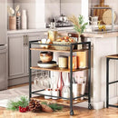 HOOBRO Bar Cart for The Home, Serving Cart with Wine Glass Hooks, Rolling Kitchen Cart with Lockable Wheels, 25.2 x 15.7 x 33.3 Inches Beverage Cart with Storage Shelves, Rustic Brown BF02TC01 by CozyNest Decor