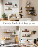 BAYKA Floating Shelves for Wall, 22.5 inches Wall Mounted Rustic Wood Shelves for Bathroom, Bedroom, Living Room, Floating Shelves for Books/Storage/Decor(Rustic Brown,Set of 3) by CozyNest Decor