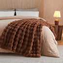 Lotus Karen Faux Fur Throw Blanket Dark Coffee - Big Bubble Rabbit Fluff Blanket for Couch Bed Sofa,Softest Fluffy Fuzzy Cozy Blanket,Thick Furry Plush Shaggy Warm Blankets for Women,60x80 Inches by CozyNest Decor