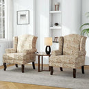 Accent Chair, High Back Upholstered Armchair with High Resilience Sponge & Wood Legs, Mid-Century Modern Comfy Single Sofa Reading Chairs for Living Room, Bedroom (Floral Sand, Set of 1) by CozyNest Decor