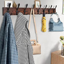 32.2'' Large Coat Rack Wall Mount Coat Hooks Coat Hanger with 8 Metal Black Triple- Hooks Brown Pine Real Wood Plank Hat Rack for Wall Hooks for Hanging Coat Hat Jacket by CozyNest Decor