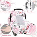 Pea Pod Car Seat Cover for Baby Girls, Floral Infant Car Seat Canopy Cover for Newborn, with 2 Layers Windows of Breathable Mesh/Fabric, 3D Minky Dot Backing, Ultra Soft & Comfortable by TinyTreasures Baby Boutique