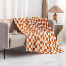LOMAO Throw Blankets Flannel Blanket with Checkerboard Grid Pattern Soft Throw Blanket for Couch, Bed, Sofa Luxurious Warm and Cozy for All Seasons (Orange, 50"x60") by CozyNest Decor