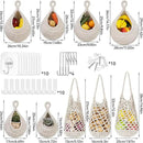 AARAINBOW Boho Wall Hanging Baskets for Kitchen Storage, Fruit Woven Wall Basket 9 Pcs, Hanging Vegetable and Onion Storage with 24 Hooks （White） by CozyNest Decor