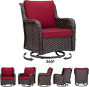 Towallmark Outdoor Swivel Wicker Glider Patio Chairs with Table Set, 3 Pieces Outdoor Bistro Set with 4”Thick Cushions and Coffee Table for Porch, Balcony, Deck (Red) by GreenHaven Gardens