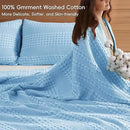 PHF 100% Cotton Waffle Blanket Oversized King 120"x120", Lightweight Breathable Extra Large 10'x10' Summer Blankets for Bed, Giant Big Luxury Aesthetic Woven Bedding for Home Decor, Sky Blue by CozyNest Decor
