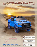 12V Kids Electric Vehicles, Licensed Ram 1500 RHO Kids Ride on Truck with Remote Control, Ride on Car for Children with Smooth Start, Truck Bed Storage, Bluetooth, Aux Port (Blue) by TinyTreasures Baby Boutique